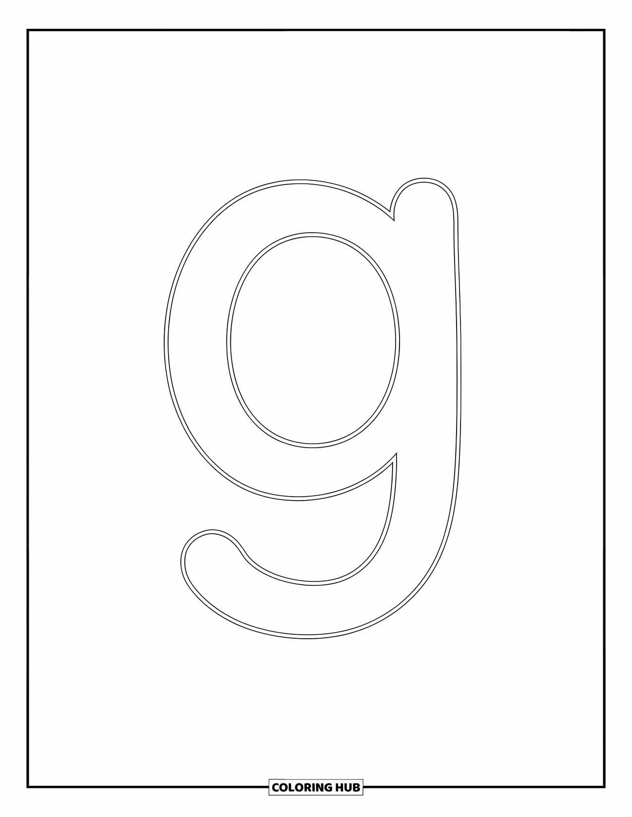 Letter G Coloring Page for Kids: Lowercase g with clean dotted outlines for easy tracing