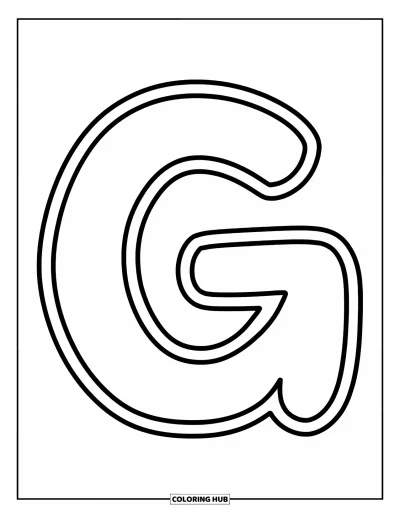 Coloriage de la lettre G pour enfants : Un G majuscule espiègle avec de gros traits et plein d'espace à colorier