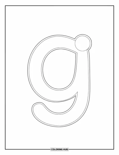 Coloriage de la lettre G pour enfants : Un g minuscule simple en pointillés pour les enfants d'âge préscolaire