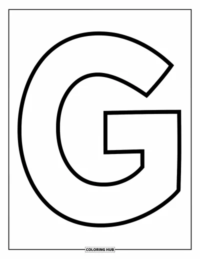 Coloriage de la lettre G pour enfants : Un G majuscule et un g minuscule avec de grandes formes faciles à colorier