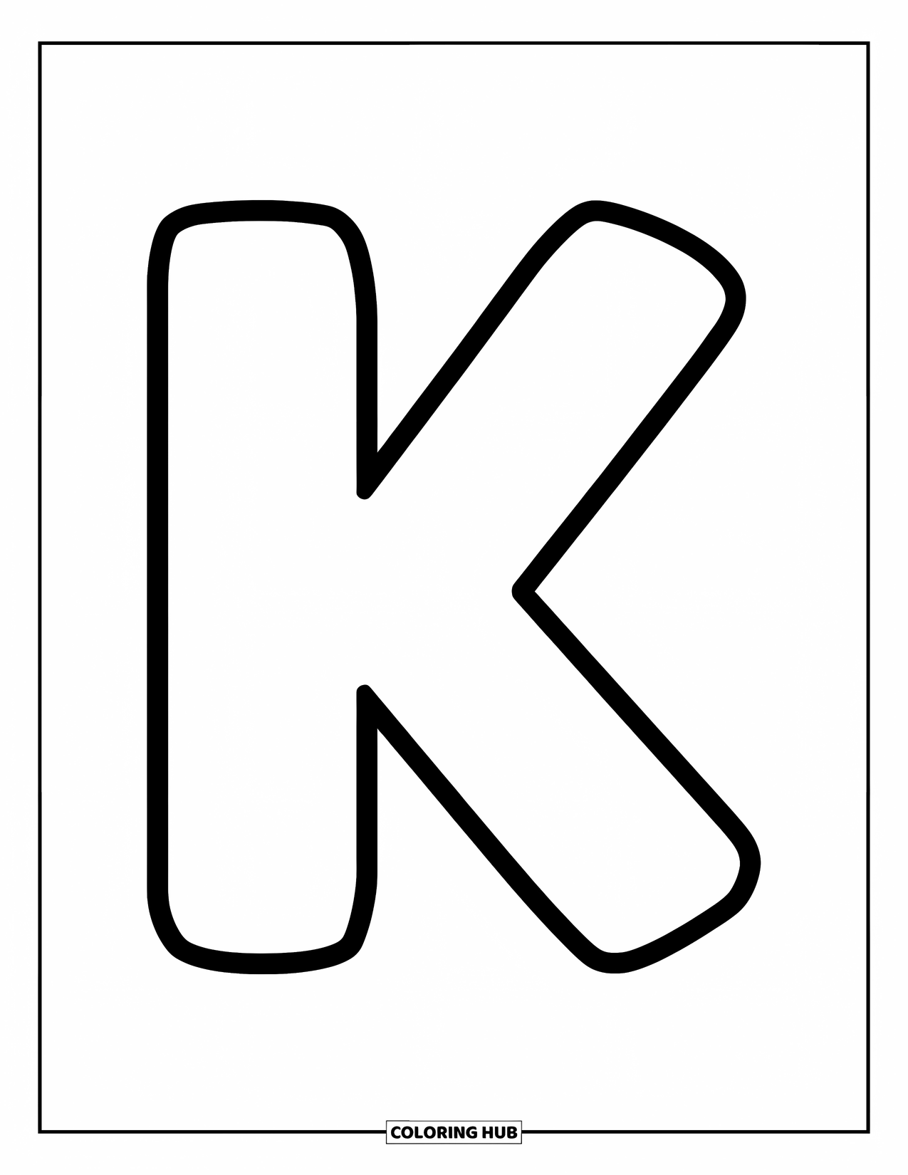 Letter K Coloring Page for Kids: Chunky K and k outlines made for preschoolers to enjoy coloring