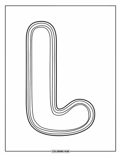 Coloriage de la lettre L pour enfants : Un grand l minuscule gras se dresse bien droit au centre de la page