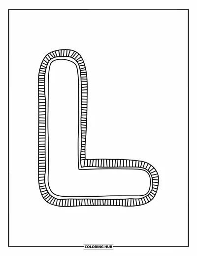 Coloriage de la lettre L pour enfants : Un grand L majuscule centré et facile à colorier