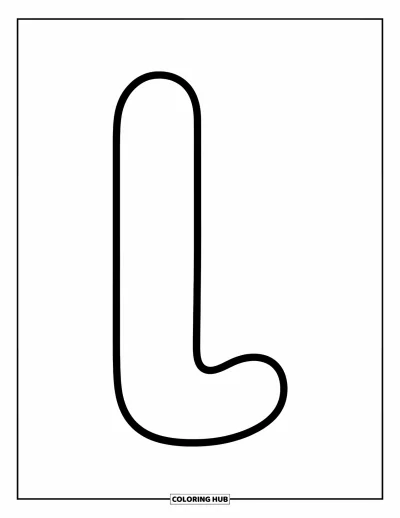 Coloriage de la lettre L pour enfants : Un l minuscule centré aux traits épais et à l'allure joyeuse