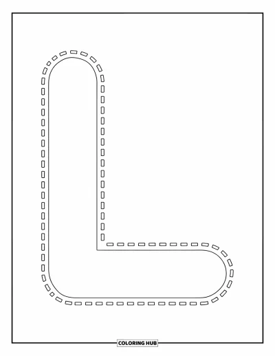 Coloriage de la lettre L pour enfants : Un L pointillé joyeux, facile à tracer et parfait pour les enfants de maternelle