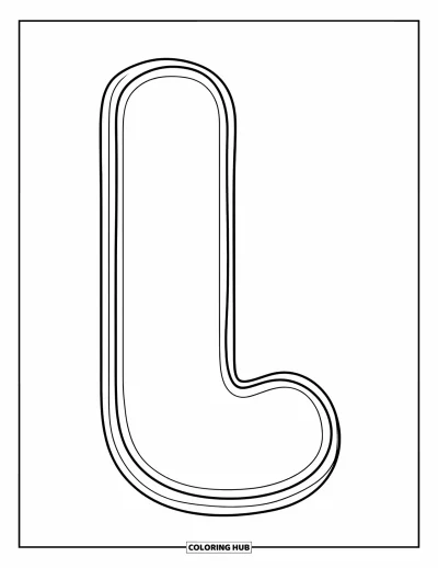 Coloriage de la lettre L pour enfants : Un l minuscule net se trouve au milieu, prêt pour les activités de maternelle