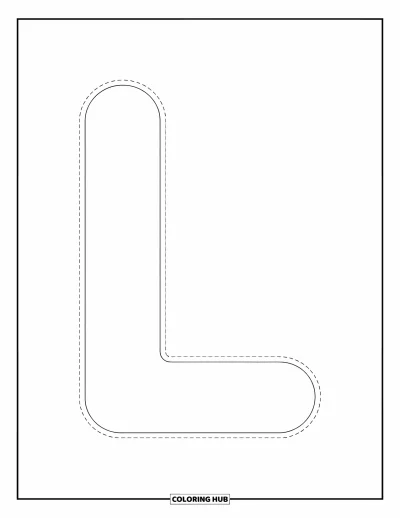 Coloriage de la lettre L pour enfants : Un L majuscule pointillé centré, prêt à être tracé