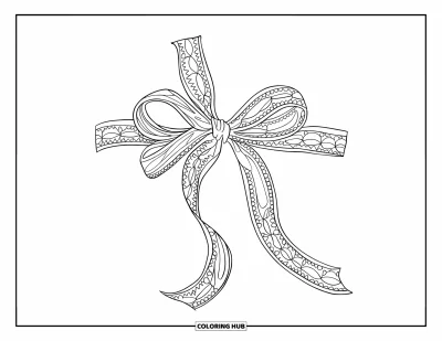 Coloriage de la lettre L pour enfants : Un ruban de dentelle est noué en nœud sur un coussin vintage