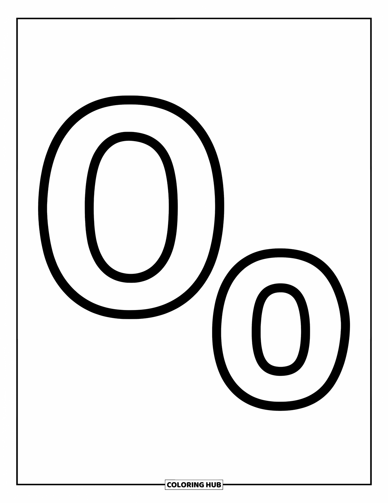 Letter O Coloring Page for Kids: Big O above little o with playful, bold shapes for preschoolers