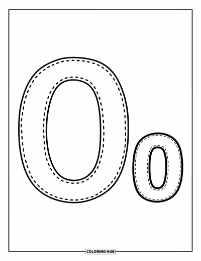 Coloriage de la lettre O pour enfants : O majuscule et o minuscule en pointillés côte à côte pour s'entraîner à écrire en maternelle
