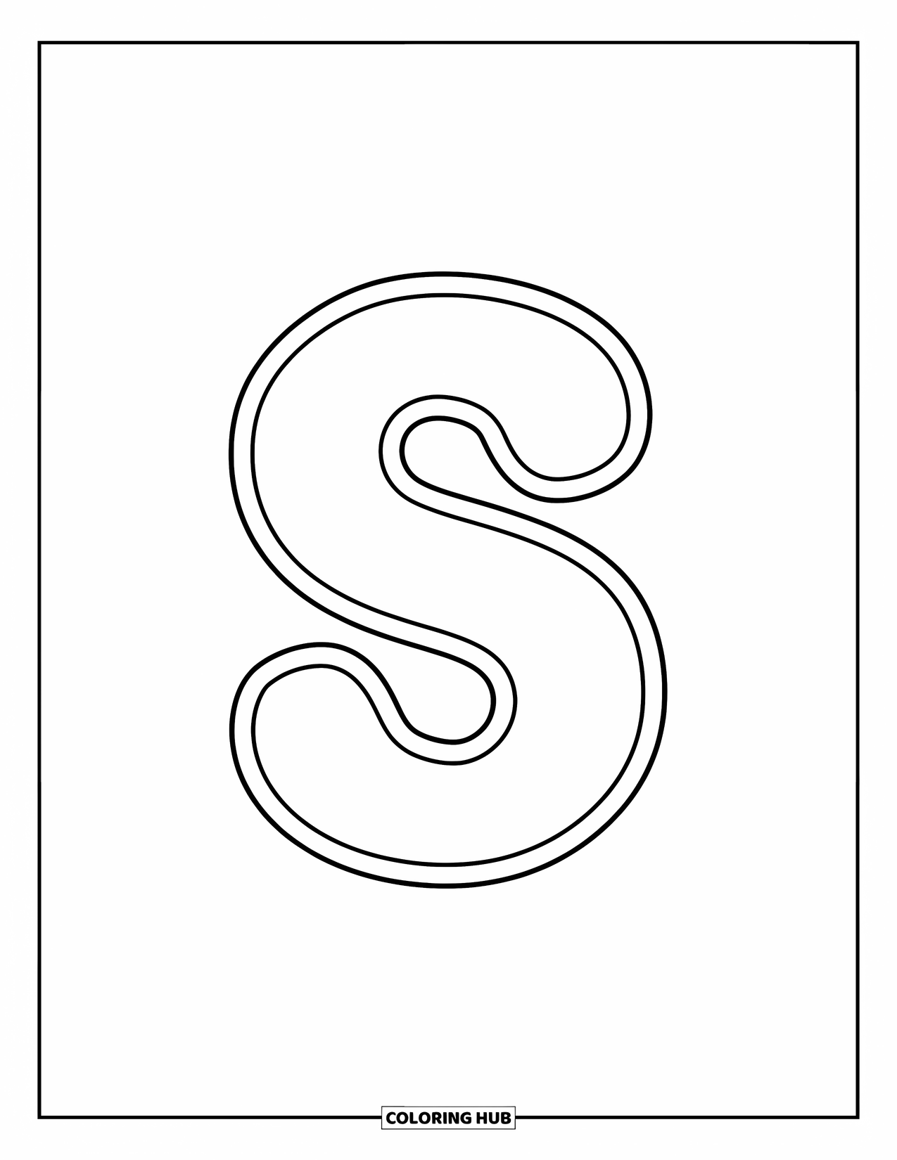 Letter S Coloring Page for Kids: A big, bold "s" with simple lines for early coloring practice
