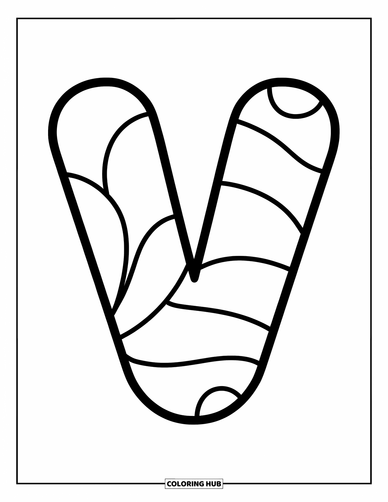 Letter V Coloring Page for Kids: Thick, bold lowercase v that's fun and easy to color