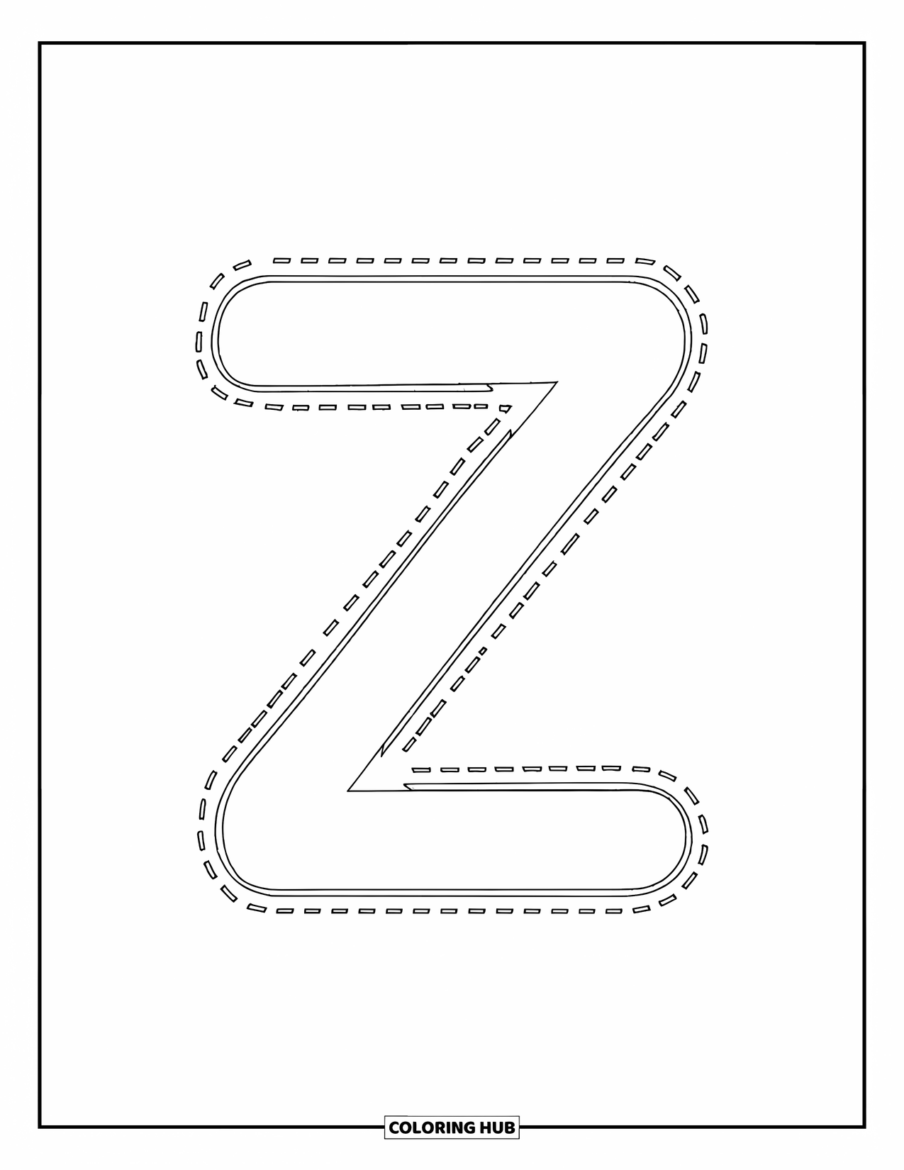 Letter Z Coloring Page for Kids: Lowercase z in dotted style for easy writing practice
