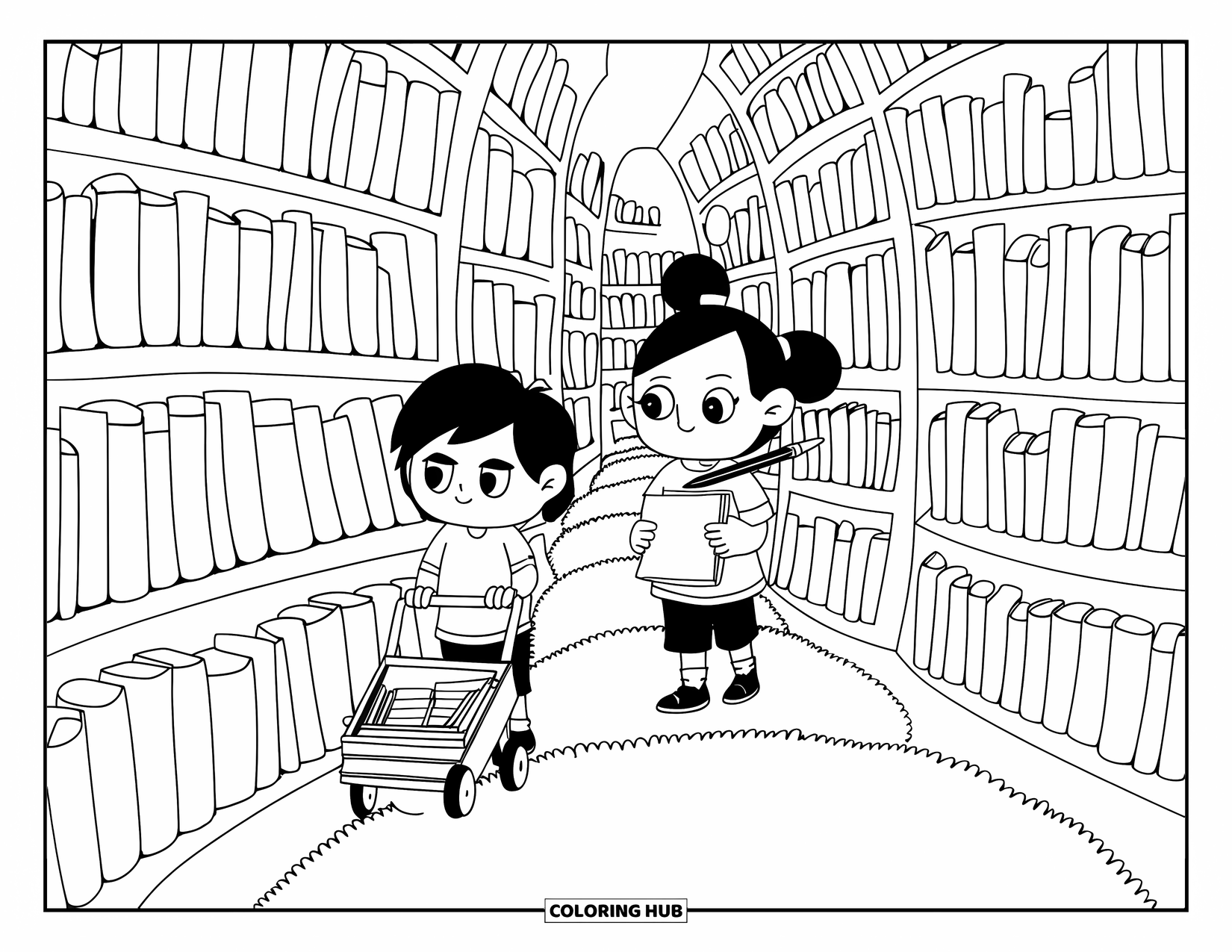 130+ Library Coloring Pages for Kids & Adults (Free Printable PDFs)