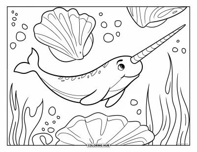 70+ Coloriages de narvals pour enfants et adultes (Gratuits)
