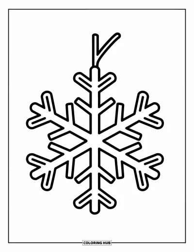 Coloriage de boules de Noël pour enfants : Un flocon de neige ornamental facile à colorier suspendu à une branche épurée