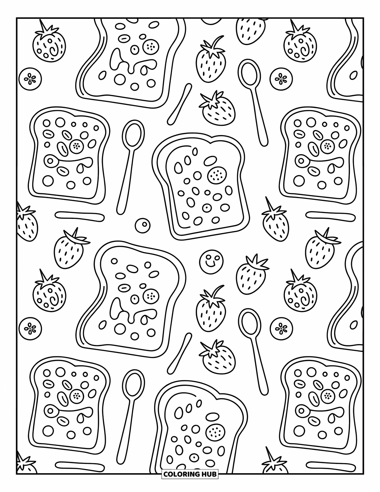 Pattern Coloring Page for Adults: Cheerful sweaters with cozy patterns and mugs rest beside slippers and soft mittens