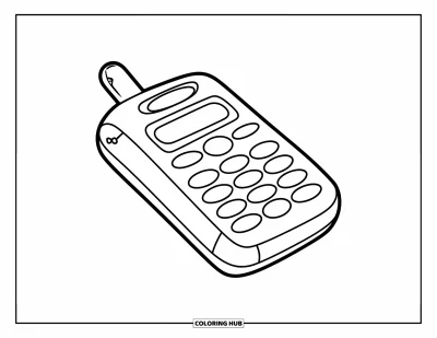 Coloriage de téléphone pour enfants : Un téléphone portable massif avec de grands boutons et une longue antenne