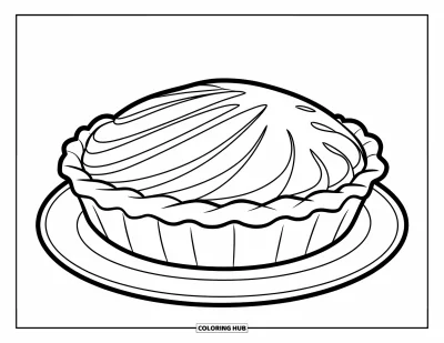 Coloriage de tarte pour enfants : Mini tarte au citron avec un bord cannelé et un dessus tourbillonné