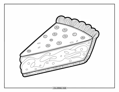 Coloriage de tarte pour enfants : Part de tarte moderne au citron vert avec des contours nets et sans détails superflus