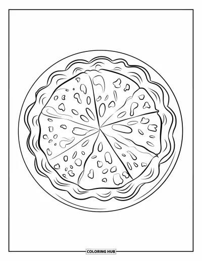 Coloriage de tarte pour enfants : Part de tarte à la patate douce avec des miettes sur une assiette blanche
