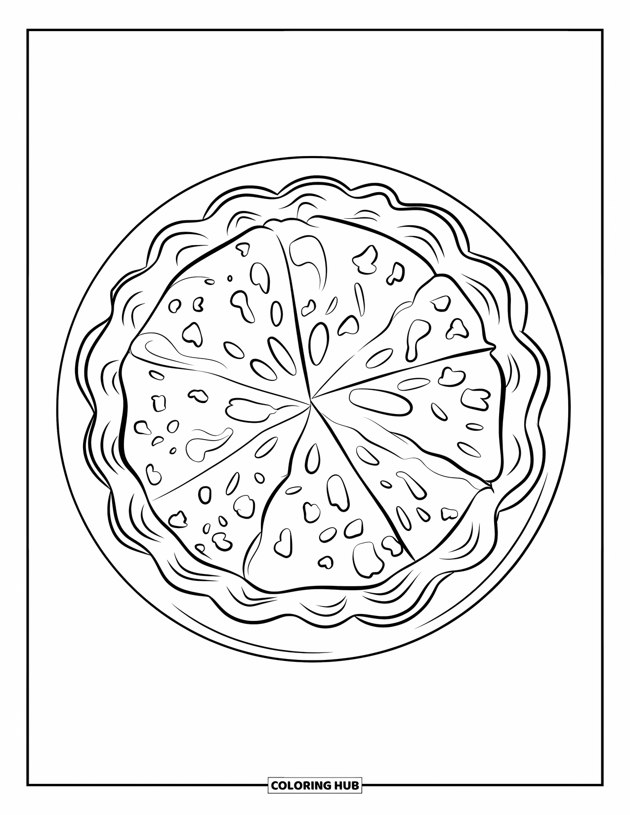 Pie Coloring Page for Kids: Sweet potato pie slice with crumbs on a white plate