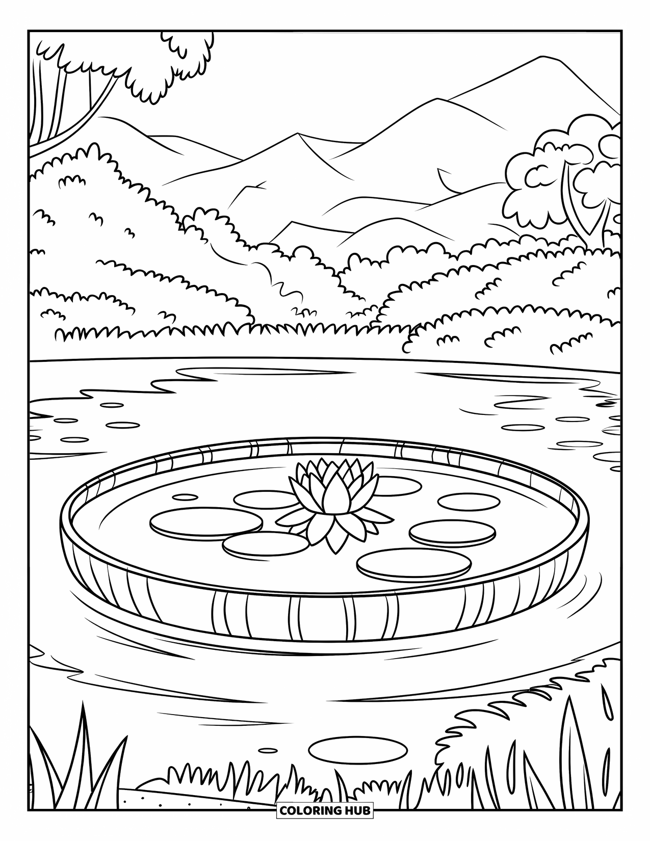 80+ Pond Coloring Pages for Kids & Adults (Free Printable PDFs)