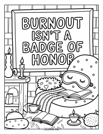 Coloriage de citations pour adultes : Un coin confortable et des coussins doux disent 