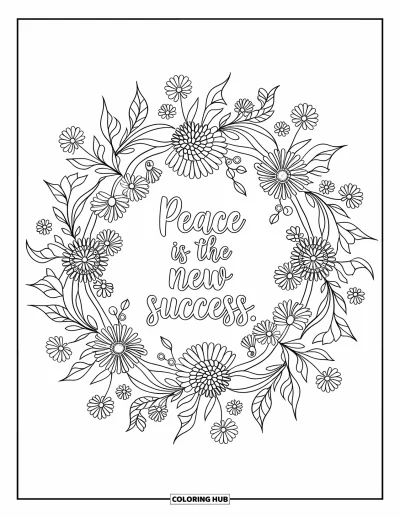 Coloriage de citations pour adultes : Un mandala floral délicat encercle 