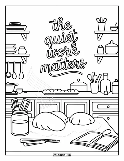 Coloriage de citations pour adultes : Une boulangerie apaisante murmure 