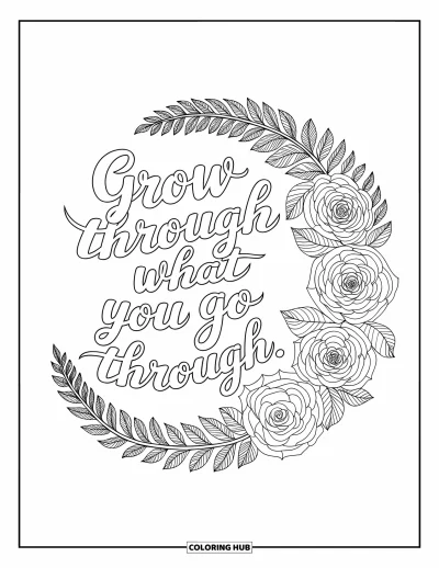 Coloriage de citations pour adultes : Un doux mandala floral porte 