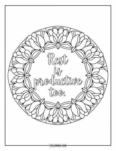 Coloriage de citations pour adultes : Des formes de lotus en fleurs tiennent 
