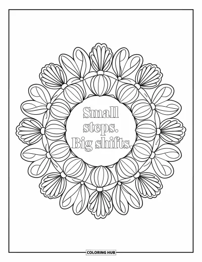 Coloriage de citations pour adultes : Des pétales de marguerite s'épanouissent autour de 