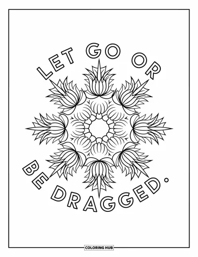 Coloriage de citations pour adultes : Des feuilles pointues et des courbes douces mettent en valeur 