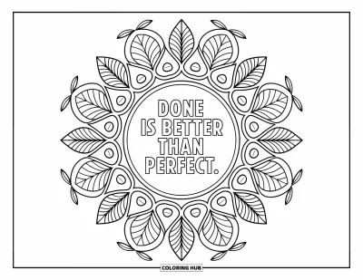 Coloriage de citations pour adultes : Des lianes encerclent les mots 