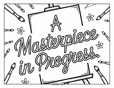 Coloriage de citations pour enfants : Une scène de peinture créative partage le message 