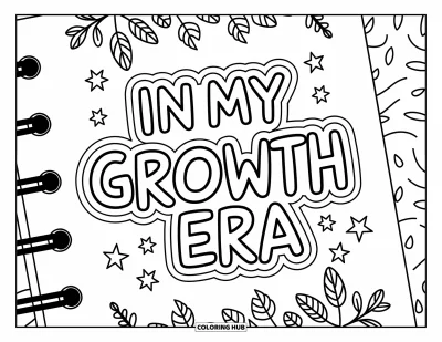 Coloriage de citations pour enfants : Une page de journal griffonnée partage la phrase inspirante 