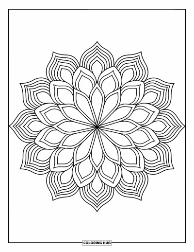 Rangoli-fargeleggingsark for barn: Uttrykksfull blomsterrangoli med dynamiske paisley- og kronbladmønstre