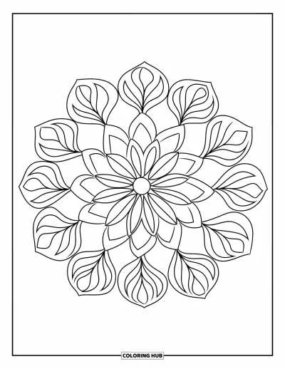Rangoli-fargeleggingsark for barn: Morsom rangoli med trekanter og buede bladformer