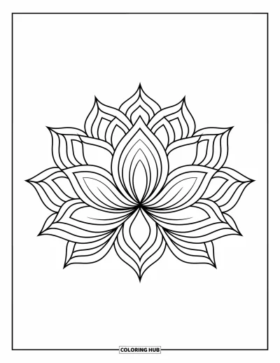 Rangoli-fargeleggingsark for barn: Lotus-rangoli med teksturerte detaljer og klare kronbladformer