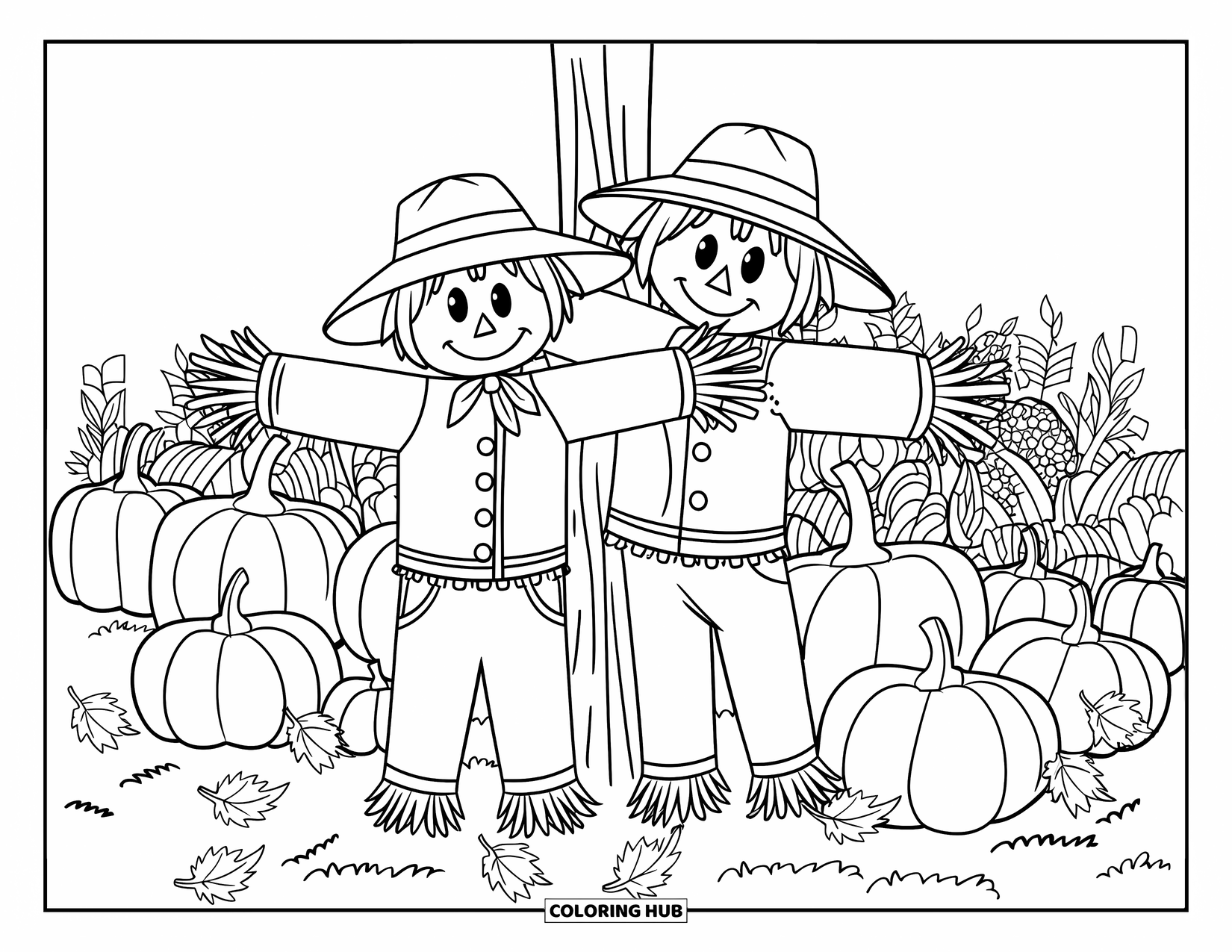 90+ Scarecrow Coloring Pages for Kids & Adults (Free Printable PDFs)