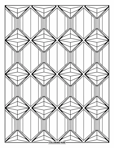 Science Coloring Page for Adults: A page full of repeating shapes that twist and turn in peaceful symmetry