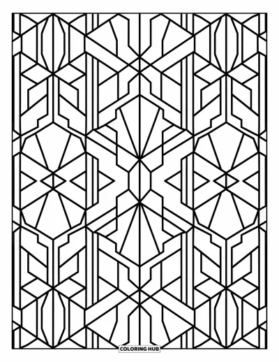 Science Coloring Page for Adults: Delicate geometric pattern inspired by crystals, full of calm and quiet rhythm