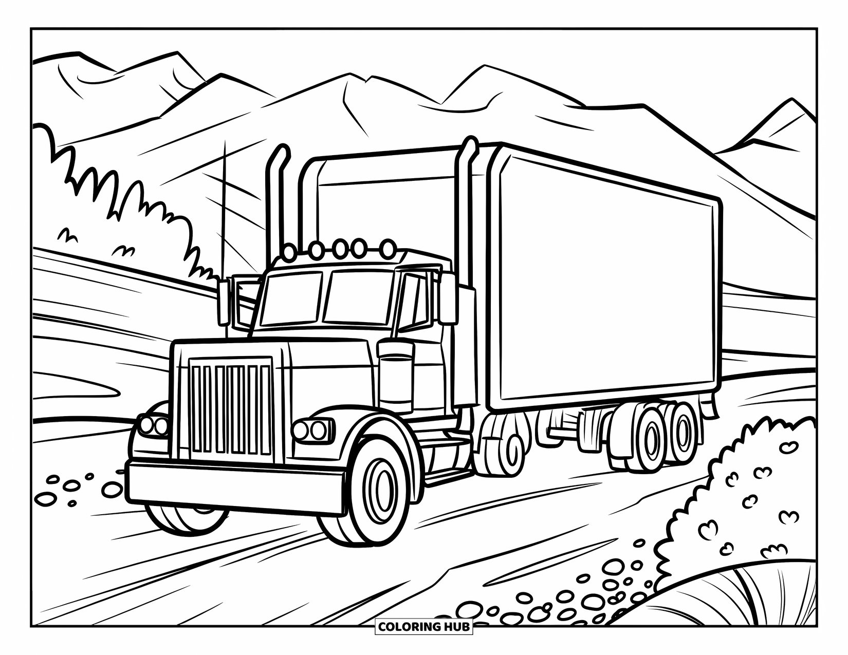 80+ Semi Truck Coloring Pages for Kids & Adults (Free Printable PDFs)