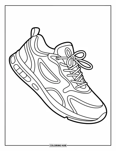 Coloriage de baskets pour enfants : Les côtés en mesh et la semelle de cette basket ressortent à mesure qu'elle bondit en avant avec panache