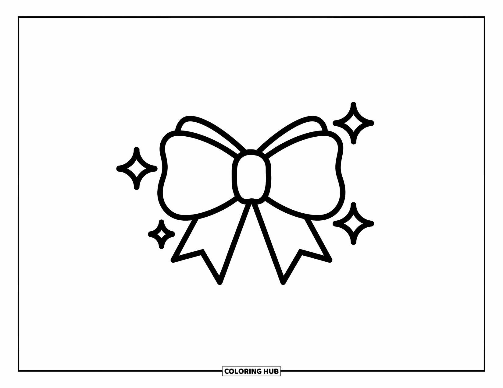Tattoo Coloring Page for Kids: A cheerful bow surrounded by little sparkles