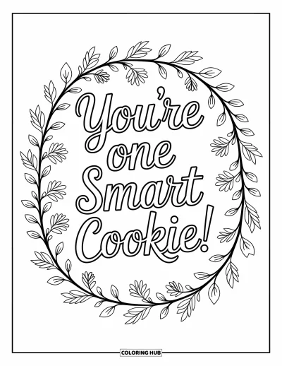 Teacher Appreciation Coloring Page for Adults: A cookie-themed quote wrapped in elegant leafy patterns