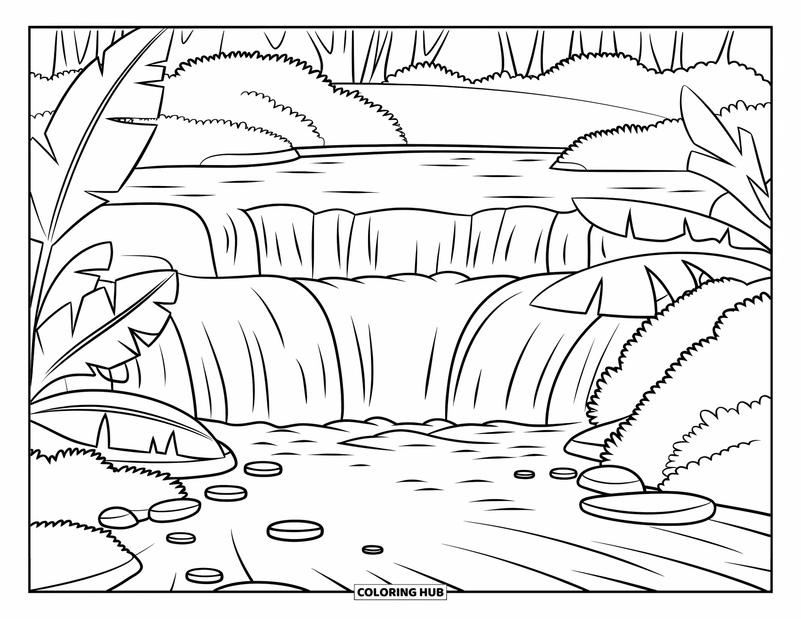 75+ Waterfall Coloring Pages for Kids & Adults (Free Printable PDFs)