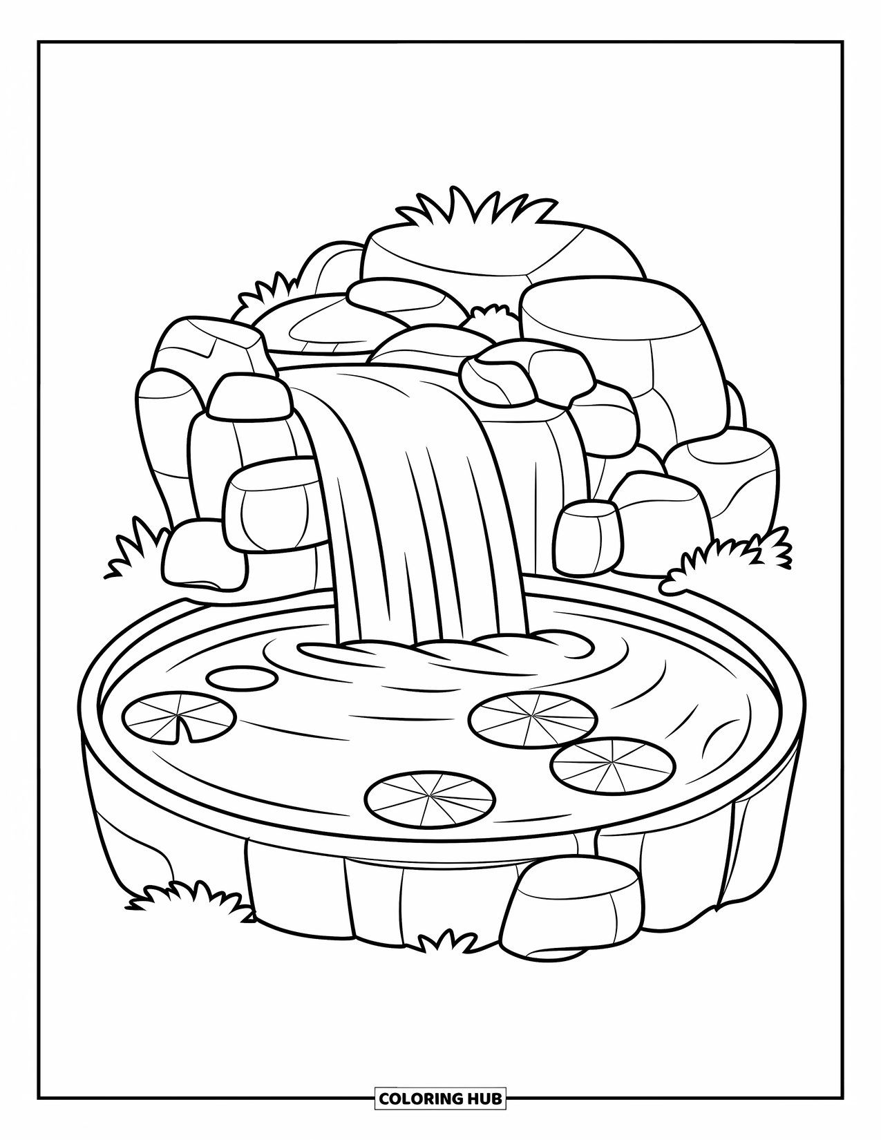 75+ Waterfall Coloring Pages for Kids & Adults (Free Printable PDFs)