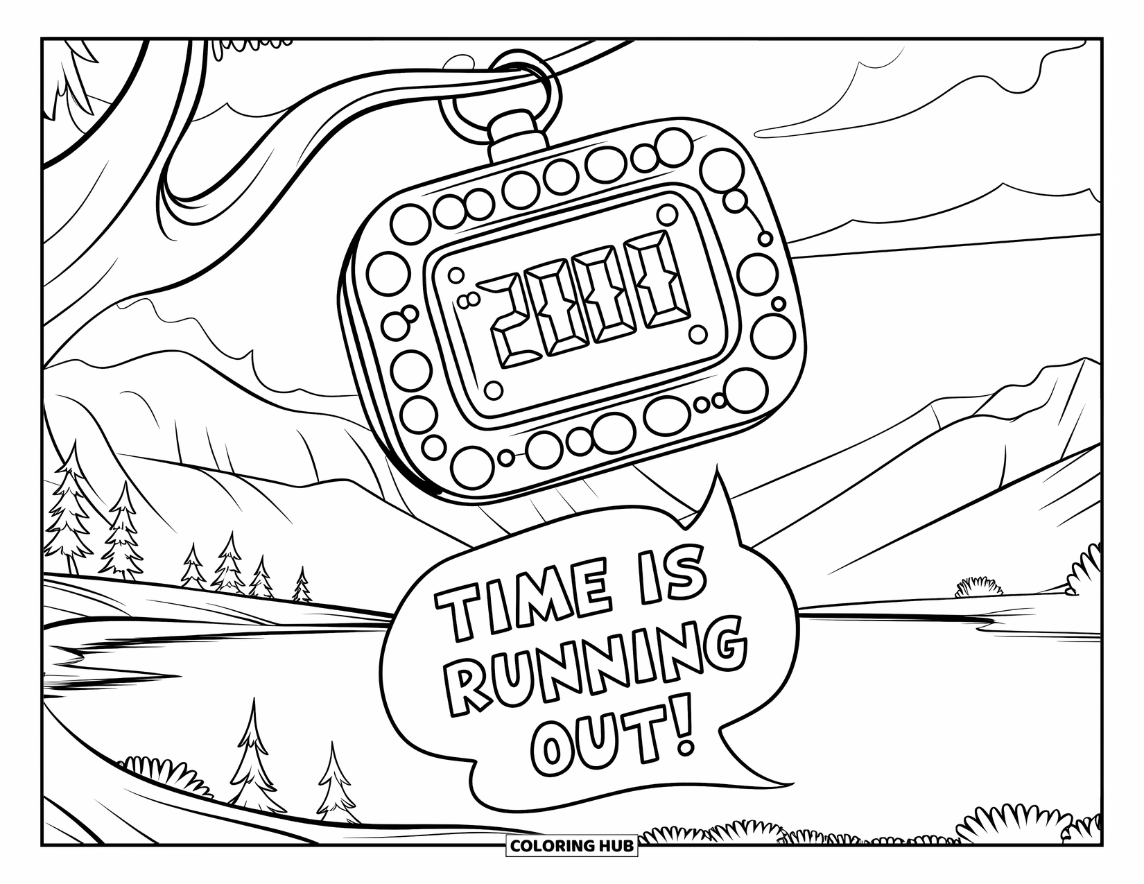 Y2K Coloring Page for Kids: Stacked heels with shining stars and moons mixed into an artistic swirl